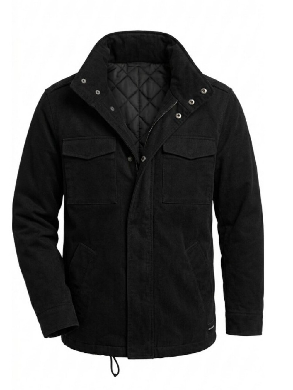 Elie Tahari Black Men's Field Jacket Heavy Hide Hood Utility Quiet Luxury Winter